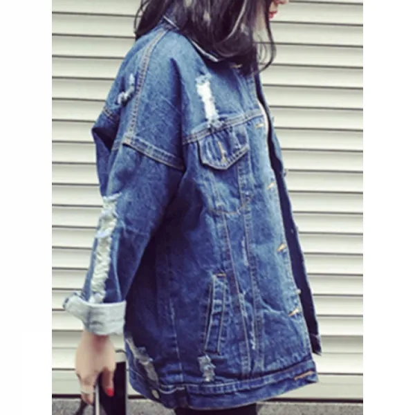 StylePartner [F010025]빈티지 헤짐 워싱포인트 박시청자켓
