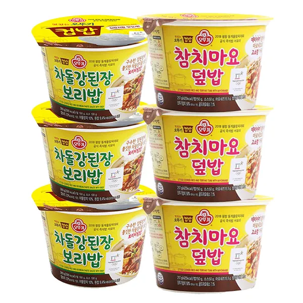 오뚜기 컵밥 차돌강된장보리밥 X 3p + 참치마요덮밥 X3p 즉석컵밥 1세트