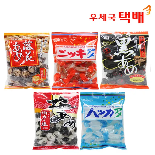 카스가이 일본 사탕 5종(소금+박하+땅콩+계피+흑), 1개