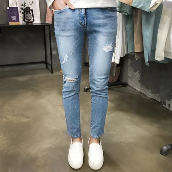 용된다 데미지 밴딩 청바지 지앤비 1016