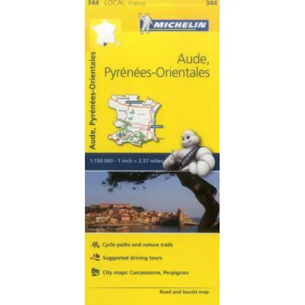 Michelin France Aude Pyrenees-Orientales Map 344 Folded, Michelin Travel Publications
