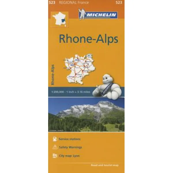 Michelin Regional Maps: France: Rhone-Alps Map 523 Folded, Michelin Travel Publications