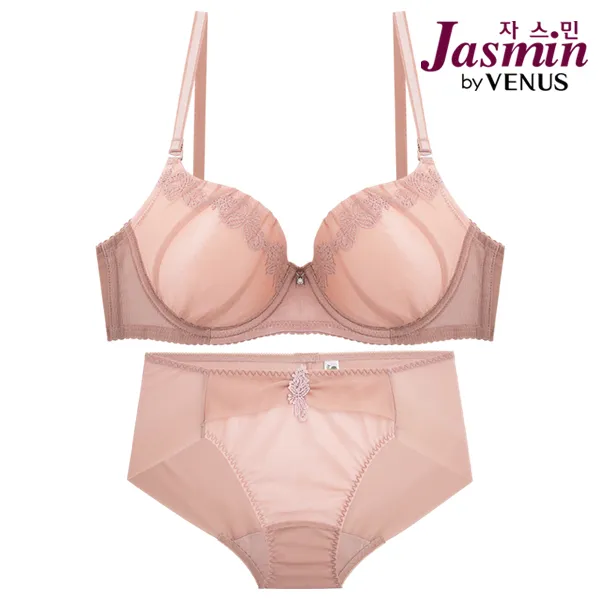 비너스자스민 플라워 레이스 망사 셔링 몰드 브라 팬티선택 1205