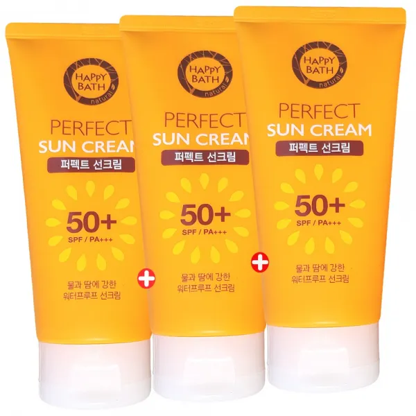 해피바스 퍼펙트 선크림 175g X 3개 + 페리오미세모치솔 1개 증정 Spf 50+ Pa+++ 대용량선크림