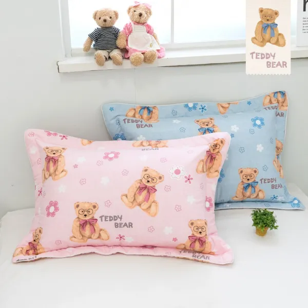 시은데코 솜별도 테디베어 40x60 베개커버 순면 아동베개 핑크