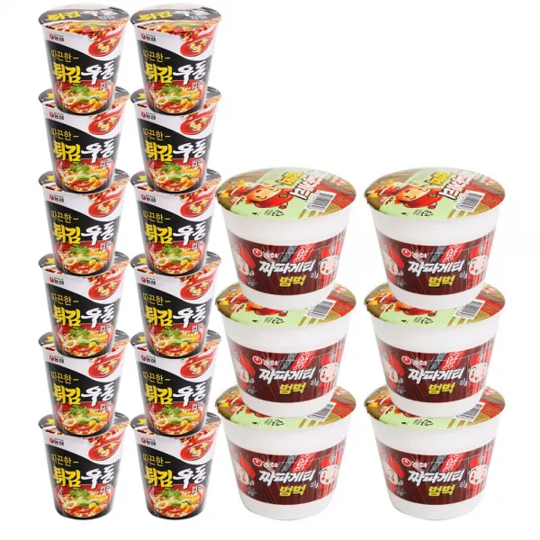 농심 튀김우동 컵라면 62g x 12p + 짜파게티 범벅 70g x 6p, 18개