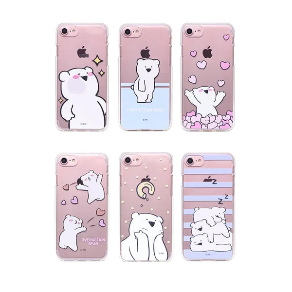 통큰마켓 오버액션 곰 투명 젤리 케이스 휴대폰