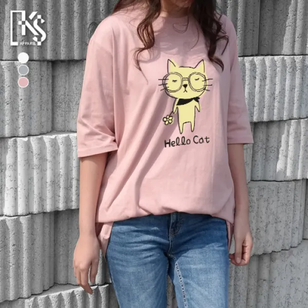 강성어패럴 7부 박스티 헬로켓