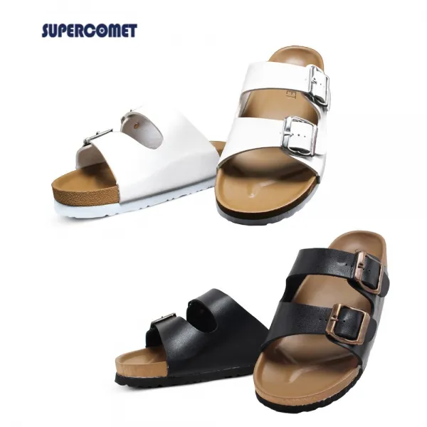 SHOEKING 남성 여성 커플 가죽 버클장식 캐주얼 슬리퍼 샌들 뮬 520