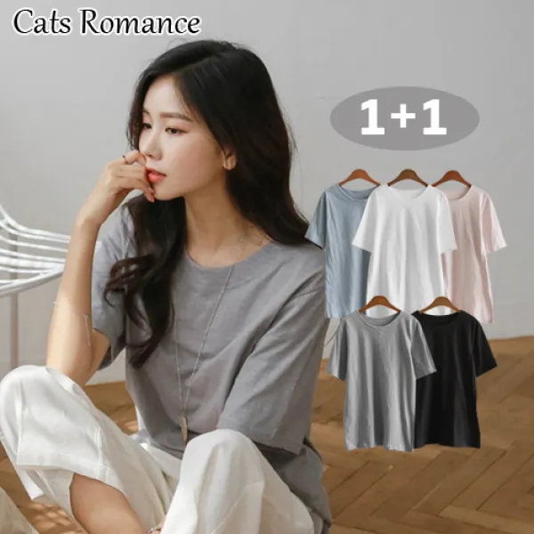 캣츠로맨스 1+1 프롬 슬라브 반팔티