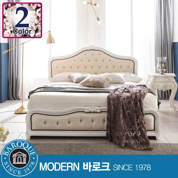 모던바로크 [모던바로크] 헬레나 로맨틱 평상형 침대 프레임, 베이지