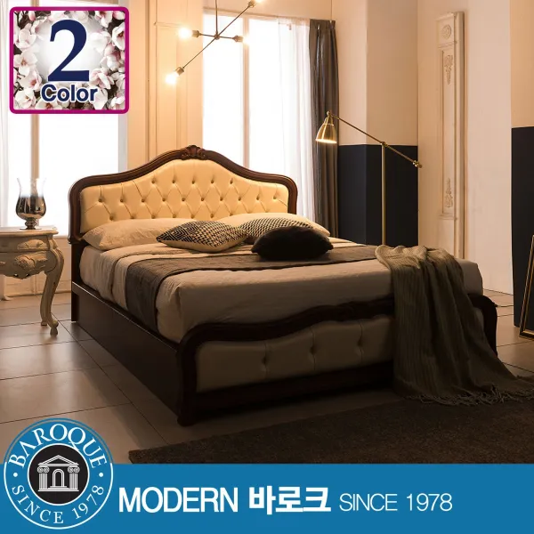 모던바로크 [모던바로크] 헬레나 클래식 평상형 킹 침대 R1, 브라운