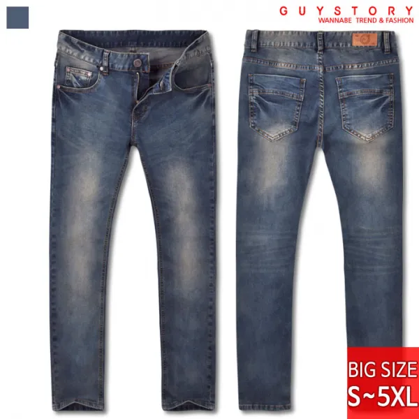 가이스토리 남자 스판 청바지 빅사이즈 워싱 사계절 남성 데님 바지 S-5XL
