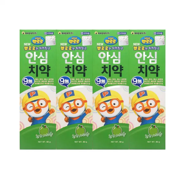 뽀롱뽀롱 뽀로로 안심치약 사과향 치약, 4개