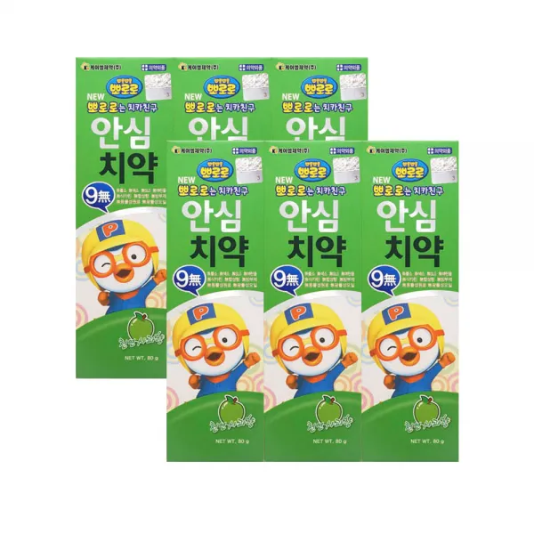 뽀롱뽀롱 뽀로로 안심치약 사과향 치약, 6개