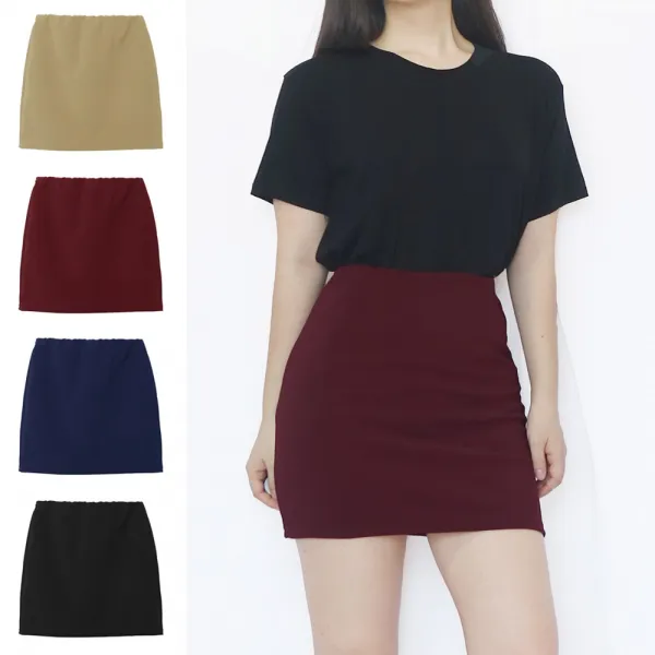  카인덤 사선 H라인 면 밴딩 3부 미니 스커트