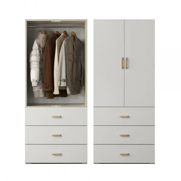 케이컴퍼니 이음3서랍도어옷장 장롱 화이트