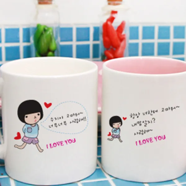 [땡스투데이] 주문제작머그컵무료인생일선물결혼선물스승의날선물, T12_뽀뽀말풍선-남(화이트머그), 1개