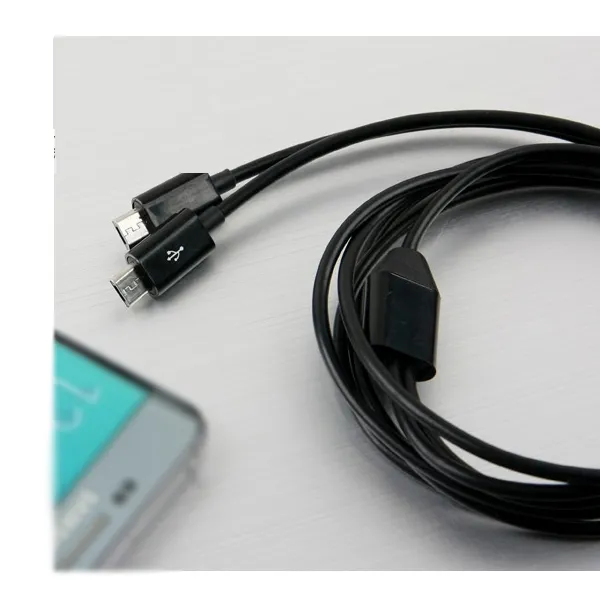 (2개묶음)2선 동시중천 Micro USB(B) Y형 케이블 1M 동시충전케이블 갤럭시 데이터, 단일색상