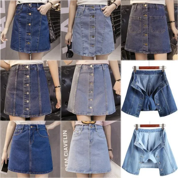 Qterra(특허브랜드) 청치마 데님 스커트 빅사이즈 여름 데일리 치마바지