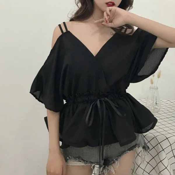 쇼핑하자 여성 쉬폰 레이스 플라워 프릴 리본 오프숄더 블라우스 여성 쉬폰 레이스 플라워 프릴 리본 오프숄더 블라우스 OBL015 566831993336
