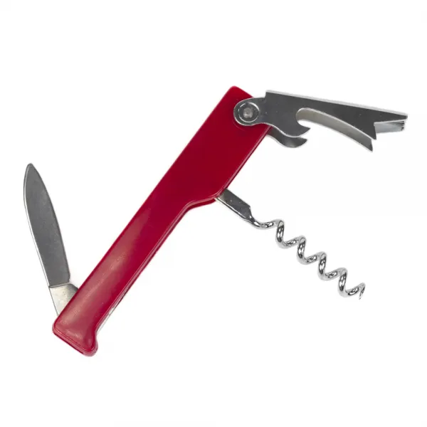셰프크래프트 웨이터 코르크스크류 와인오프너 나이프 포함, Red+Silver, 1개