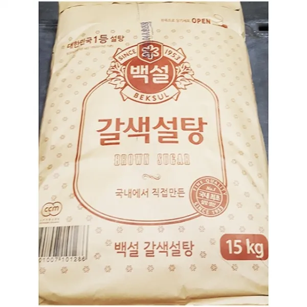 Bw식품군 농수산물 축산물_백설 갈색설탕 황설탕 업소용식자재 15Kg 1포_도매 식자재 먹거리 선물용품, 본상품선택