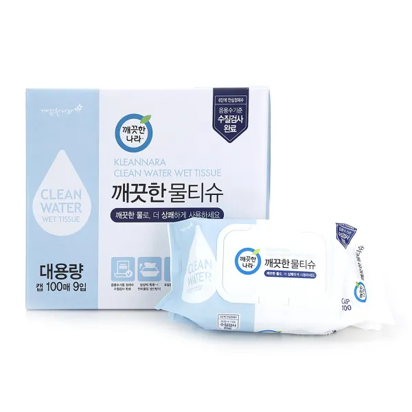깨끗한나라 깨끗한물티슈 100매*9입 캡 물티슈 9팩 9팩