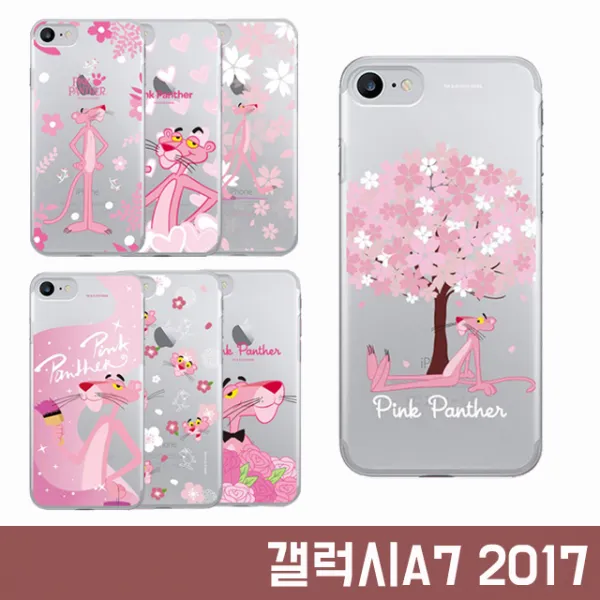 (OH) 갤럭시A7 2017 A720 정품 핑크팬더 플라워 클리어 젤리 케이스
