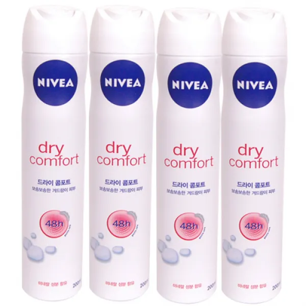 니베아 드라이 콤포트 데오드란트, 200ml, 4개