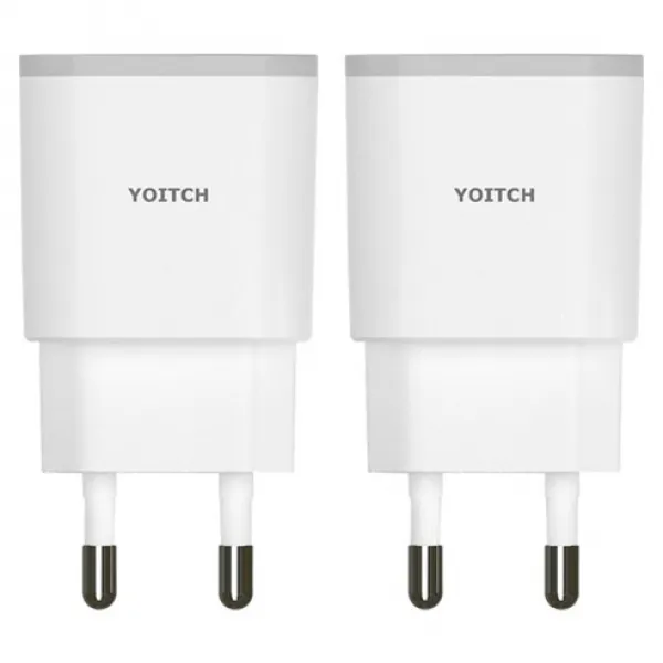 요이치 USB 2포트 아답터 유선멀티충전기 케이블미포함, 화이트, 2개입