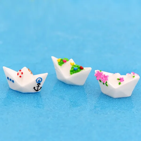 해변 비치 바다 파라솔 썬베드 튜브 닻 테라리움 재료 미니어쳐 미니어처, 테라리움-조각배 3개