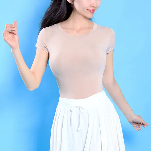본인뉴욕 여름 코코 베이직 스타킹 시스루 텐셀 라운드티셔츠 반팔 글램 섹시티셔츠탑 티셔츠