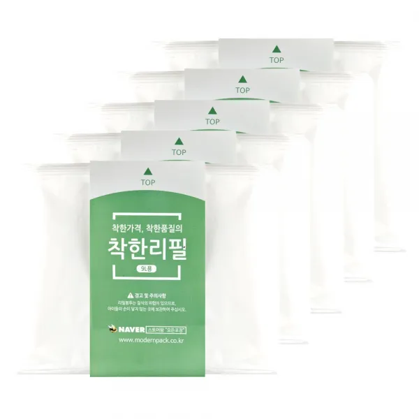 산화생분해 착한리필 9L 기저귀휴지통 리필봉투 매직캔 호환, 5개
