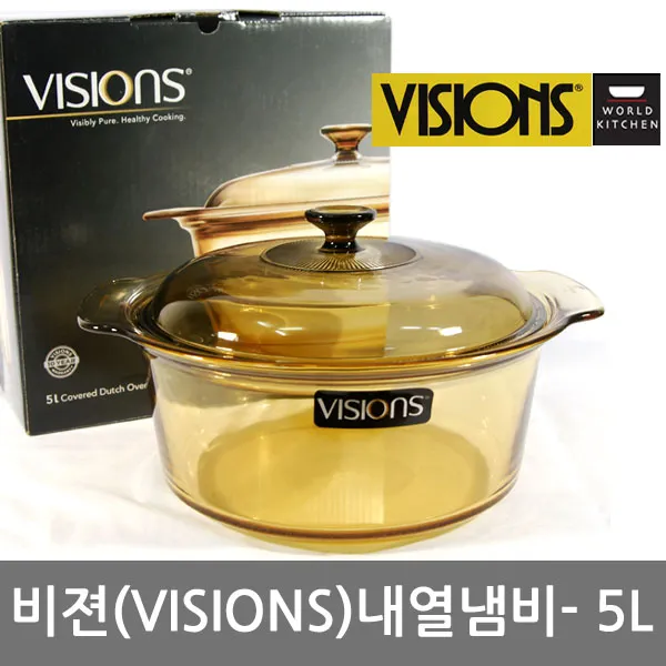 VISIONS 정품 비젼냄비 5L 내열유리냄비 곰솥 국솥 약탕기 대용량냄비, 5L일반형, 단일색상