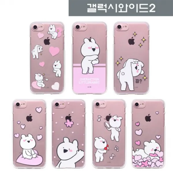 휴대폰케이스 젤리케이스 가죽케이스 갤럭시와이드2 오버액션 꼬마토끼 클리어 투명 젤리 케이스 Sm J727 갤럭시 케이스 핸드폰 카드케이