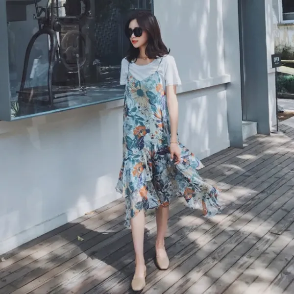 신스타일 멜빵 투피스 롱스커트 게으른기풍 쉬폰원피스26180