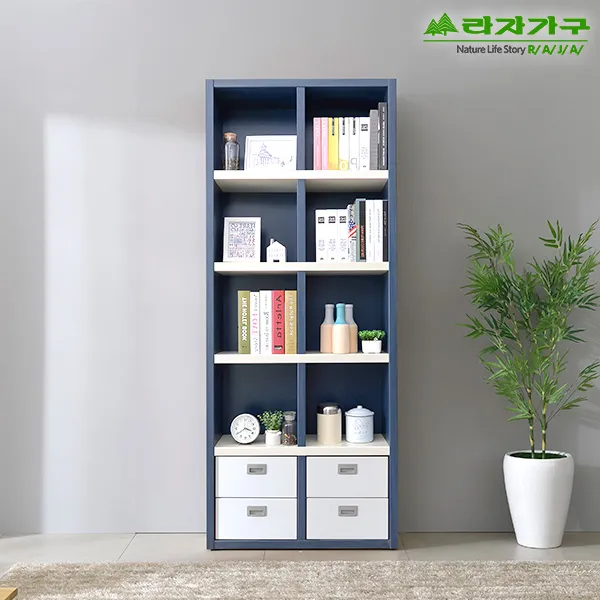 라자가구 오브 조이 800 5단 서랍책장 FO0225, 네이비화이트