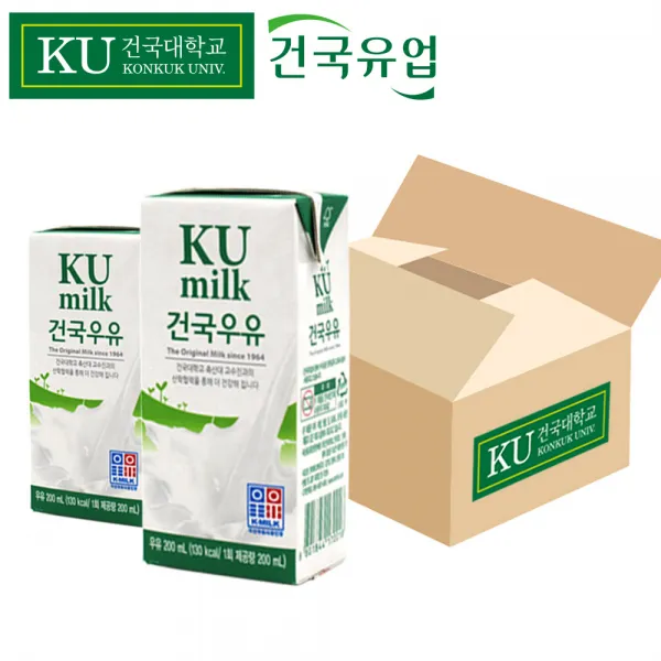건국유업 건국멸균우유 200ml 오리지널 멸균흰우유, 48팩