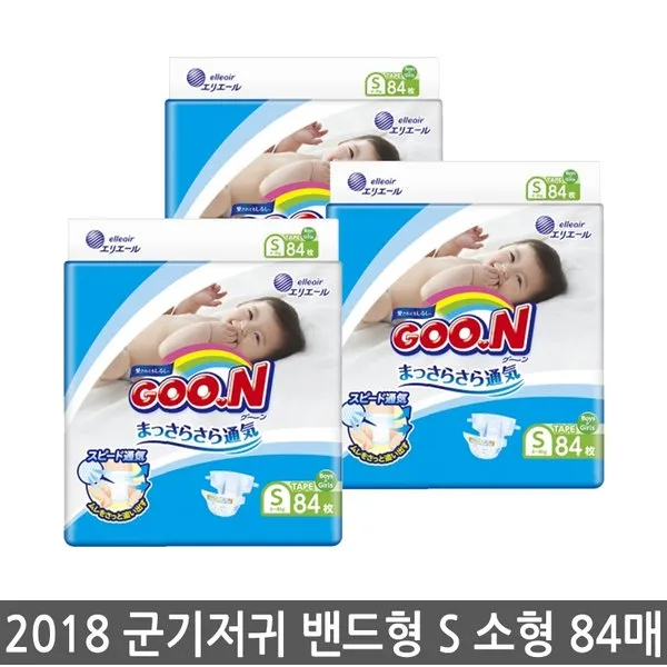 GOON 군기저귀 밴드형 S 소형 84매, 4팩