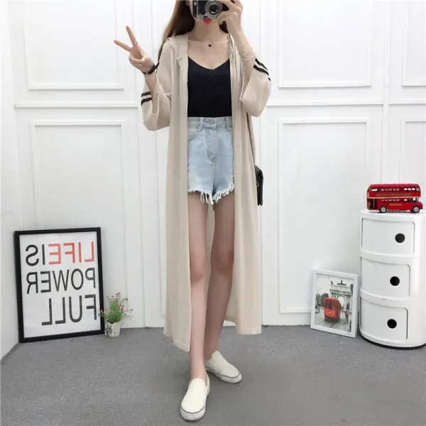 패션이루 후드 롱 가디건 여름 니트 봄 오픈 여성 여자 비치amb