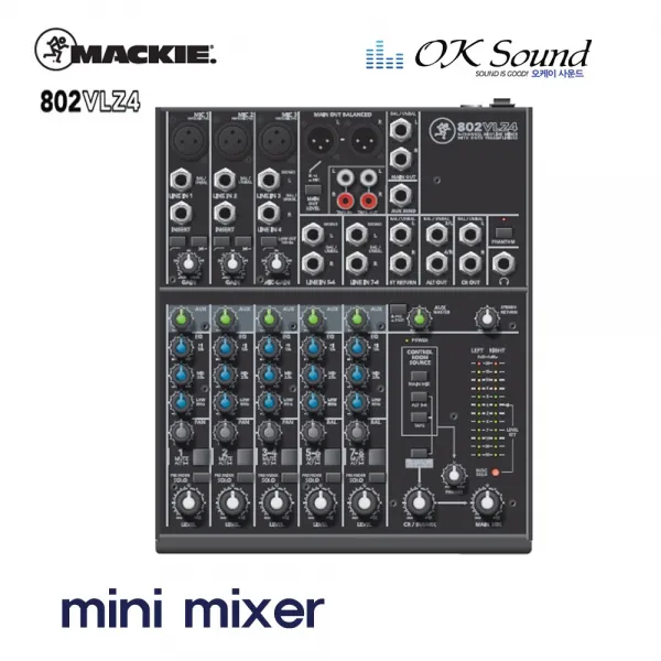 MACKIE 802VLZ4 아날로그믹서 8채널 컴팩트믹서 3마이크