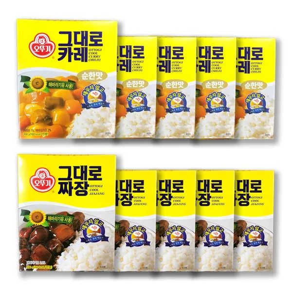 예이니식품 오뚜기 그대로카레 순한맛+그대로짜장 각5개씩 세트(200gx10개)쇠고기, 200g, 10개
