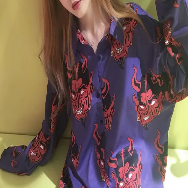 로즈드림 hyku 루즈핏패턴블라우스빅사이즈일본풍 F572951605077