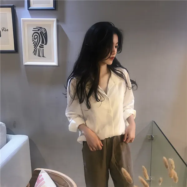 블라우스 루즈핏 데일리 정장 긴팔 여성 빅사이즈01