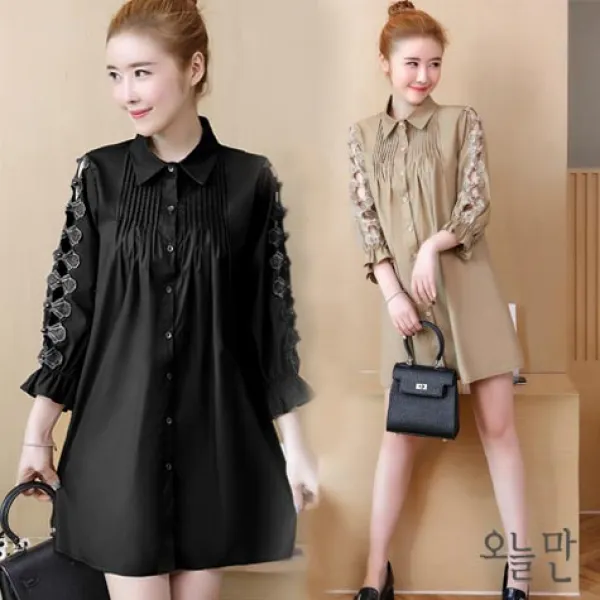 오늘만 큐비즘 여성 롱 블라우스_2컬러 44사이즈~99사이즈까지