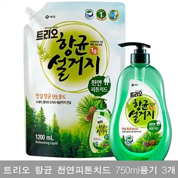 (2개묶음)트리오 항균 천연피톤치드 DTS-03385 주방세제 세제 설겆이세제 설거지세제 설거지세제, 단일상품