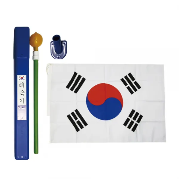 [바이오피스M] 가정 주택 아파트 용 태극기 게양 국기 깃발 봉 함 세트 국경일, 1개