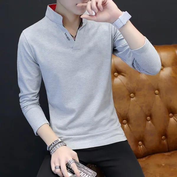 ZoneSHOP 남성긴팔티 오버핏 무지 브이넥 남자 셔츠 빅사이즈H6 548681971257