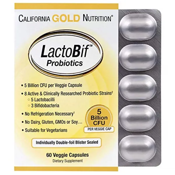 California Gold Nutrition 캘리포니아 골드 [해외배송]캘리포니아골드 락토비프 50억 유산균 60정 LactoBif Probiotics[블랙멍키즈], 1개